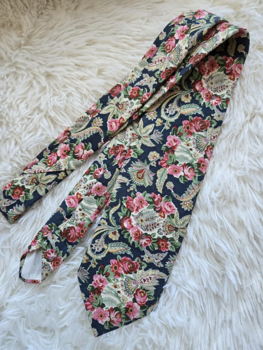 Vtg. 70s Liberty Of London Wide Wool-blend Floral Centennial Collection Tie